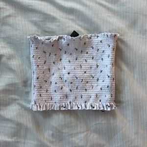 White Floral Bandeau Top